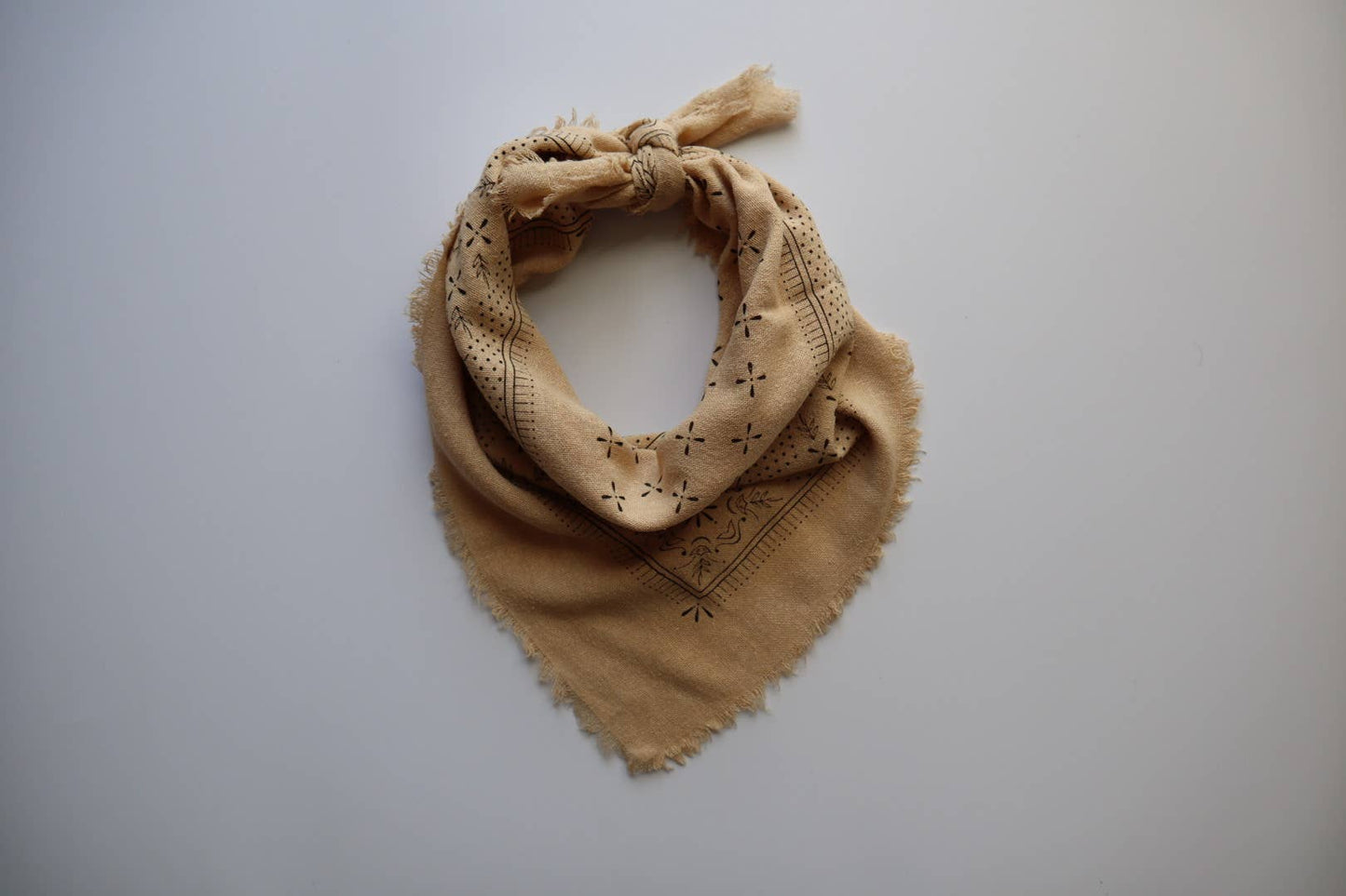 Oatmeal Classic Print Naturally Raw Silk Bandana -black ink