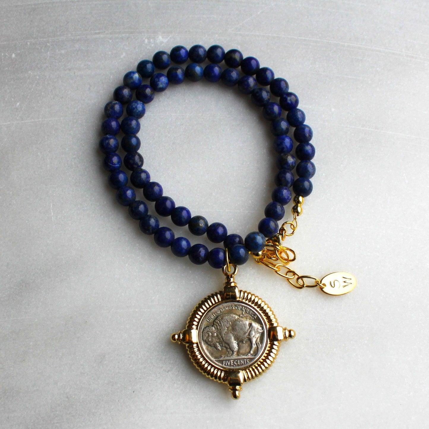 Buffalo Lapis Beaded Necklace