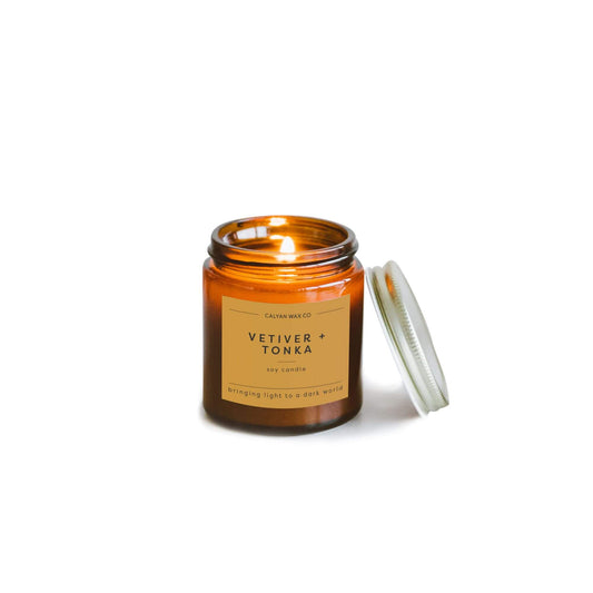 Vetiver + Tonka - Mini Amber Jar Soy Candle