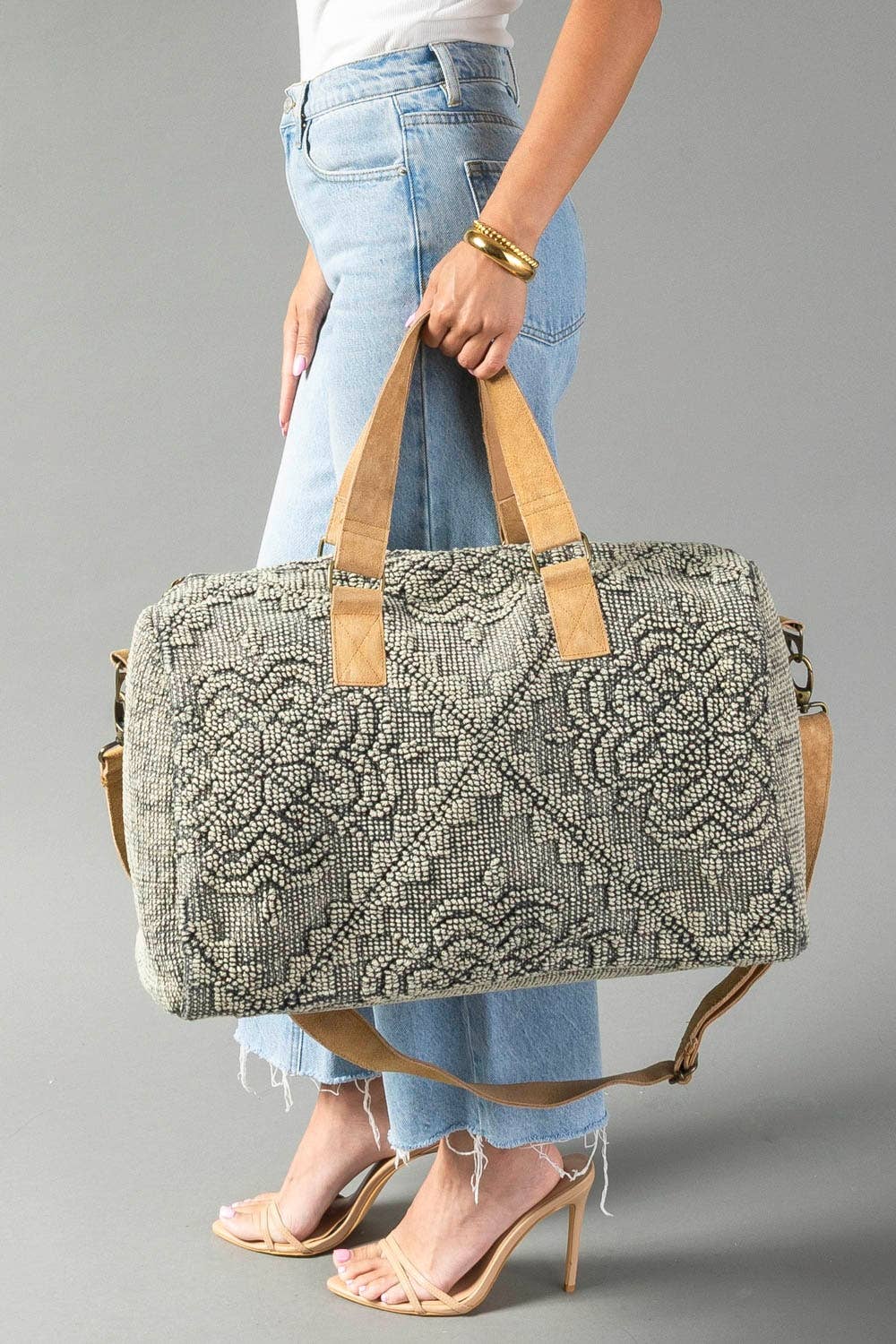 Sage Vintage Inspired Textured Duffel