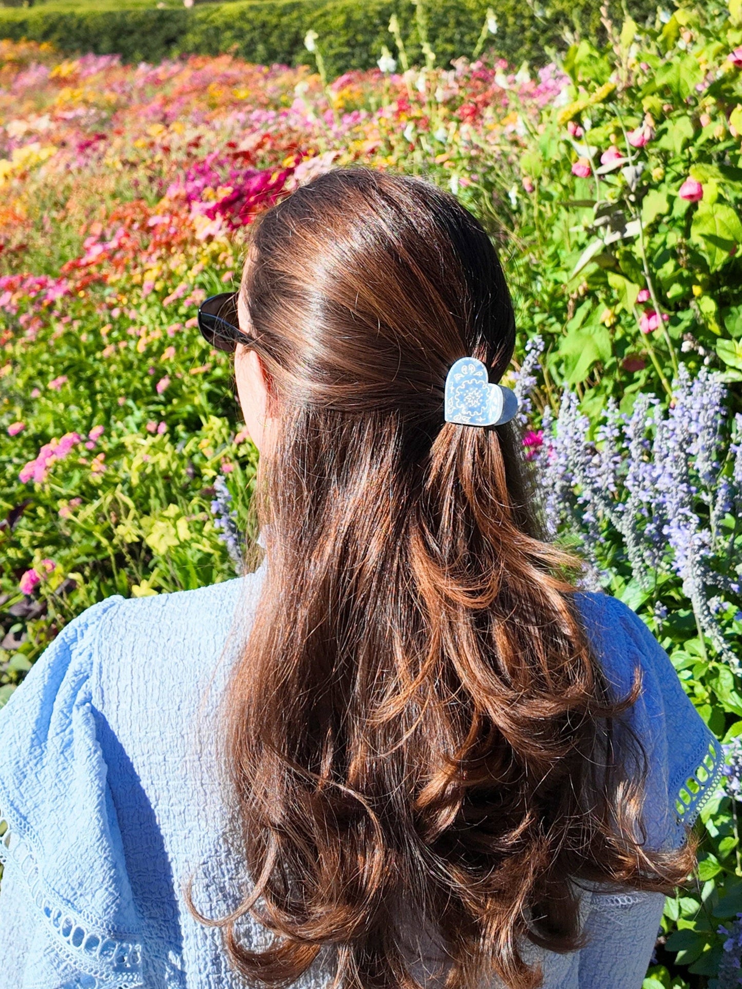 Hand-painted Mini Paisley Heart Claw Hair Clip | Eco-Friendly