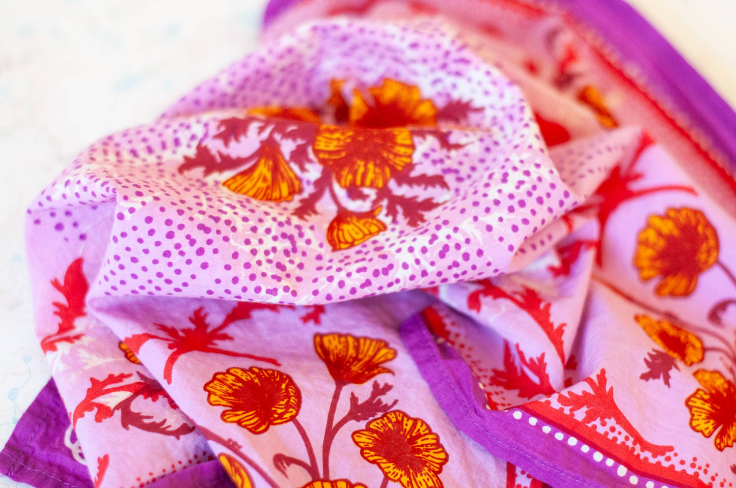 California Poppy Fair Trade Cotton Bandana Pink