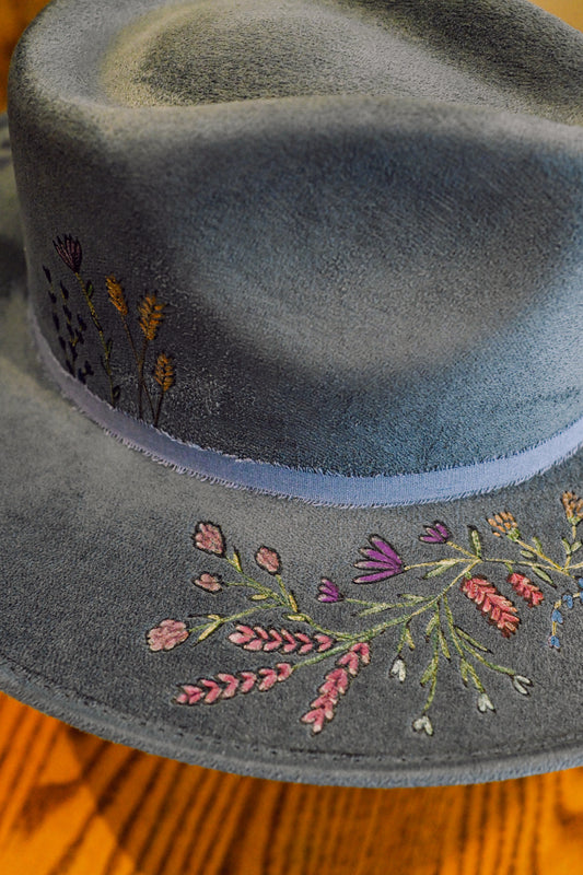 The Christina - Hand-Burned and Hand-Painted Wildflower Hat
