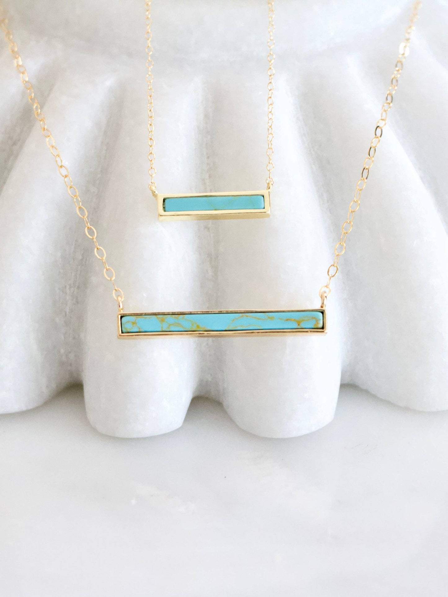 Turquoise Bar Necklace - 18K Gold