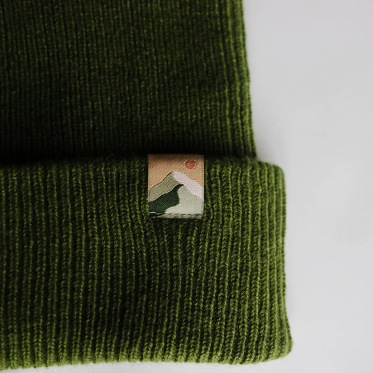 Merino Wool Mountain Beanie - Moss Green