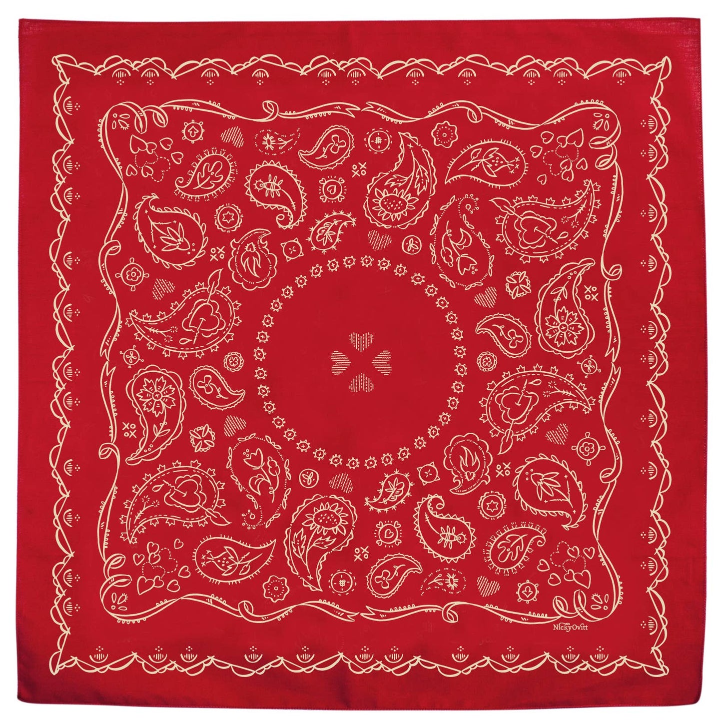 Dixon 22-Inch Red Paisley Western Cotton Bandana