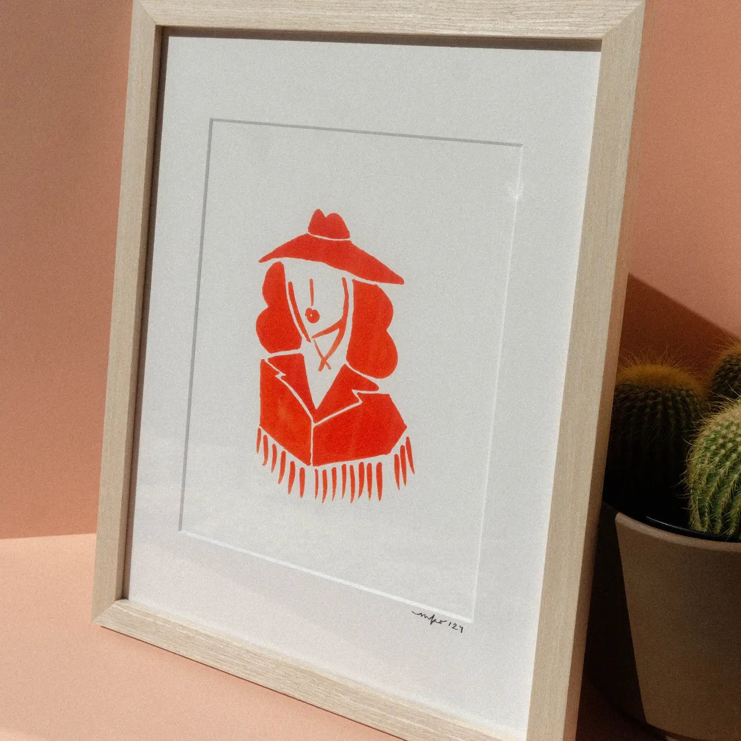 Western Lady in Red Art Print - 8" x 10"