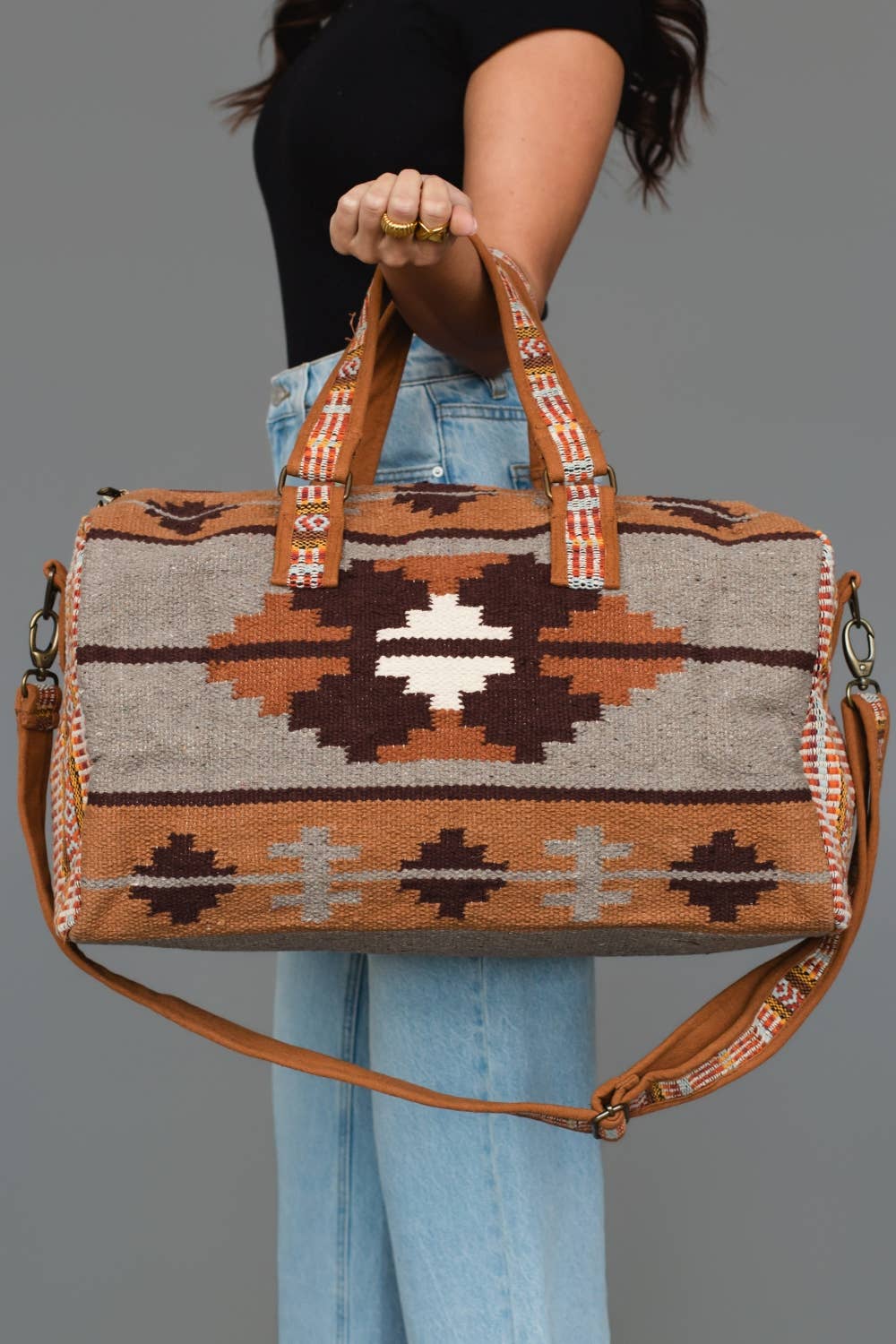 Rust, Gray & Brown Western Duffel
