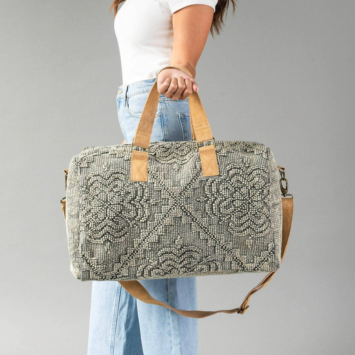 Sage Vintage Inspired Textured Duffel