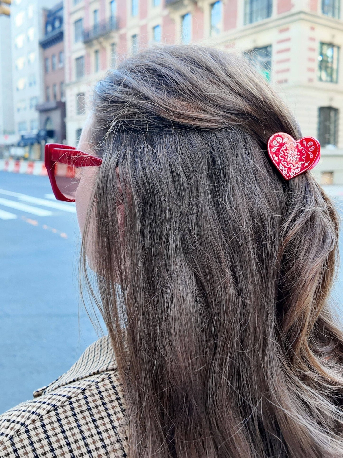 Hand-painted Mini Paisley Heart Claw Hair Clip | Eco-Friendly