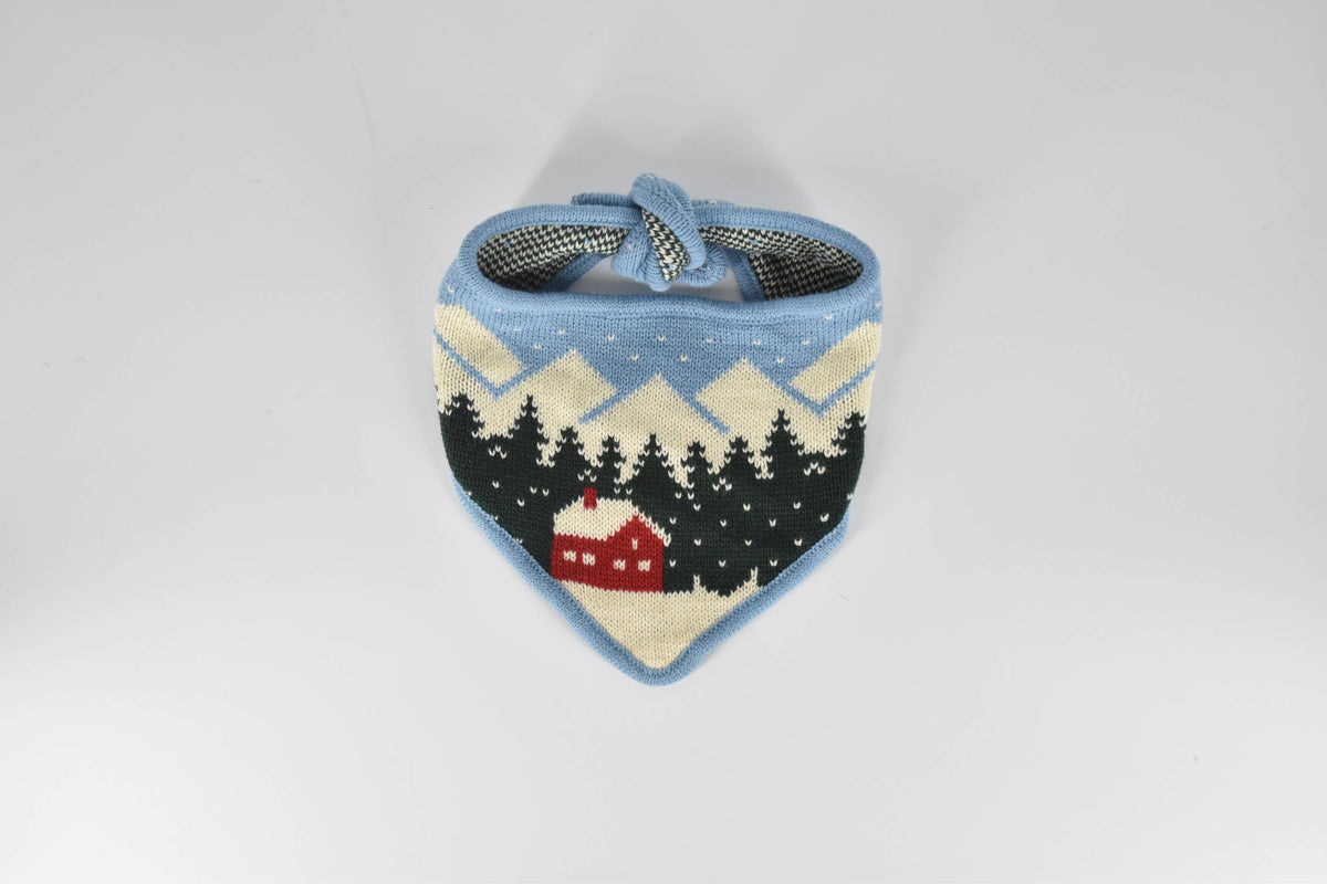 Snowy Red Cabin Dog Scarf/Bandana