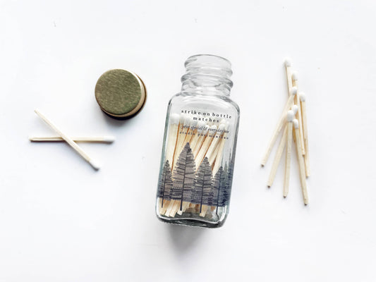 Noble Fir Trees 2" White Match Jars / Matches
