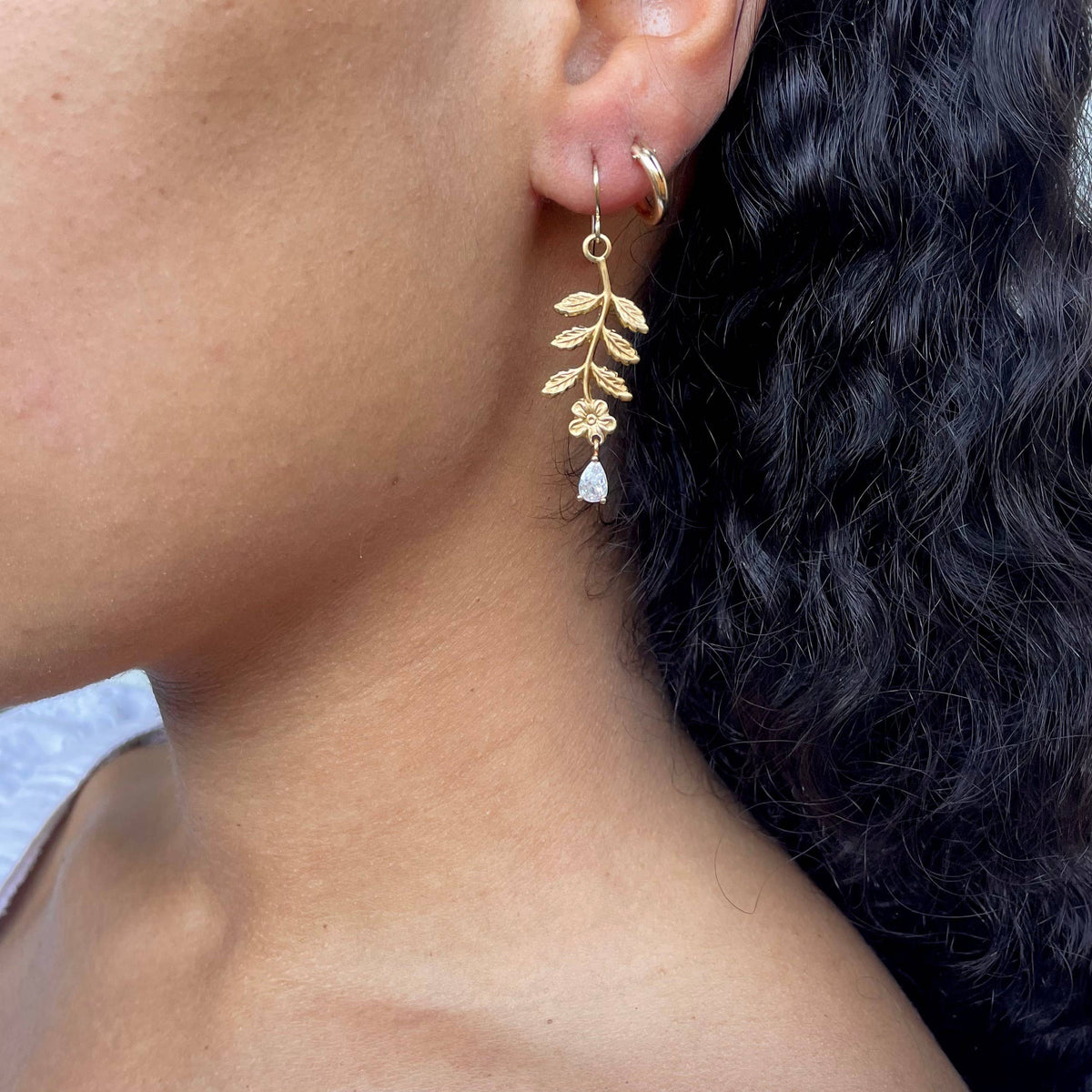 Flower and Gem Earring