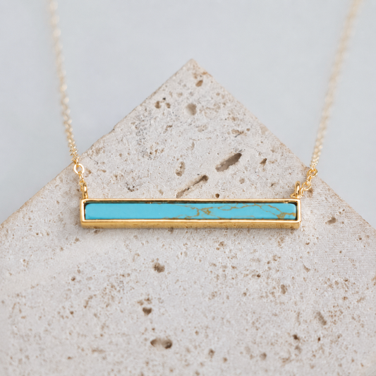 Turquoise Bar Necklace - 18K Gold