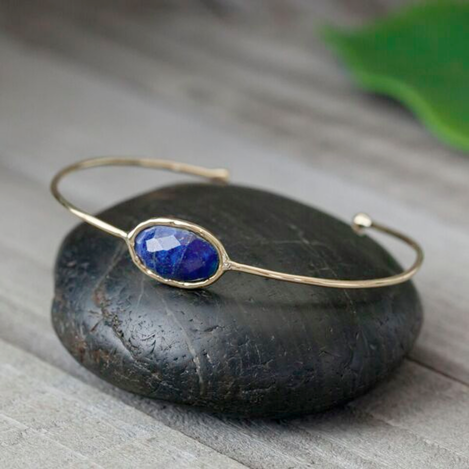 Faceted Stone Brass Bangle