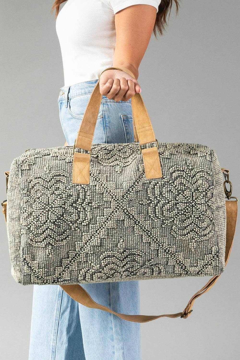 Sage Vintage Inspired Textured Duffel