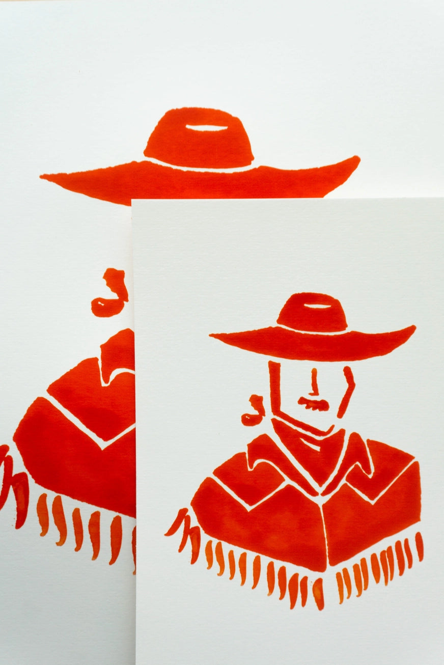 Cowboy in Red Art Print - 8" x 10"