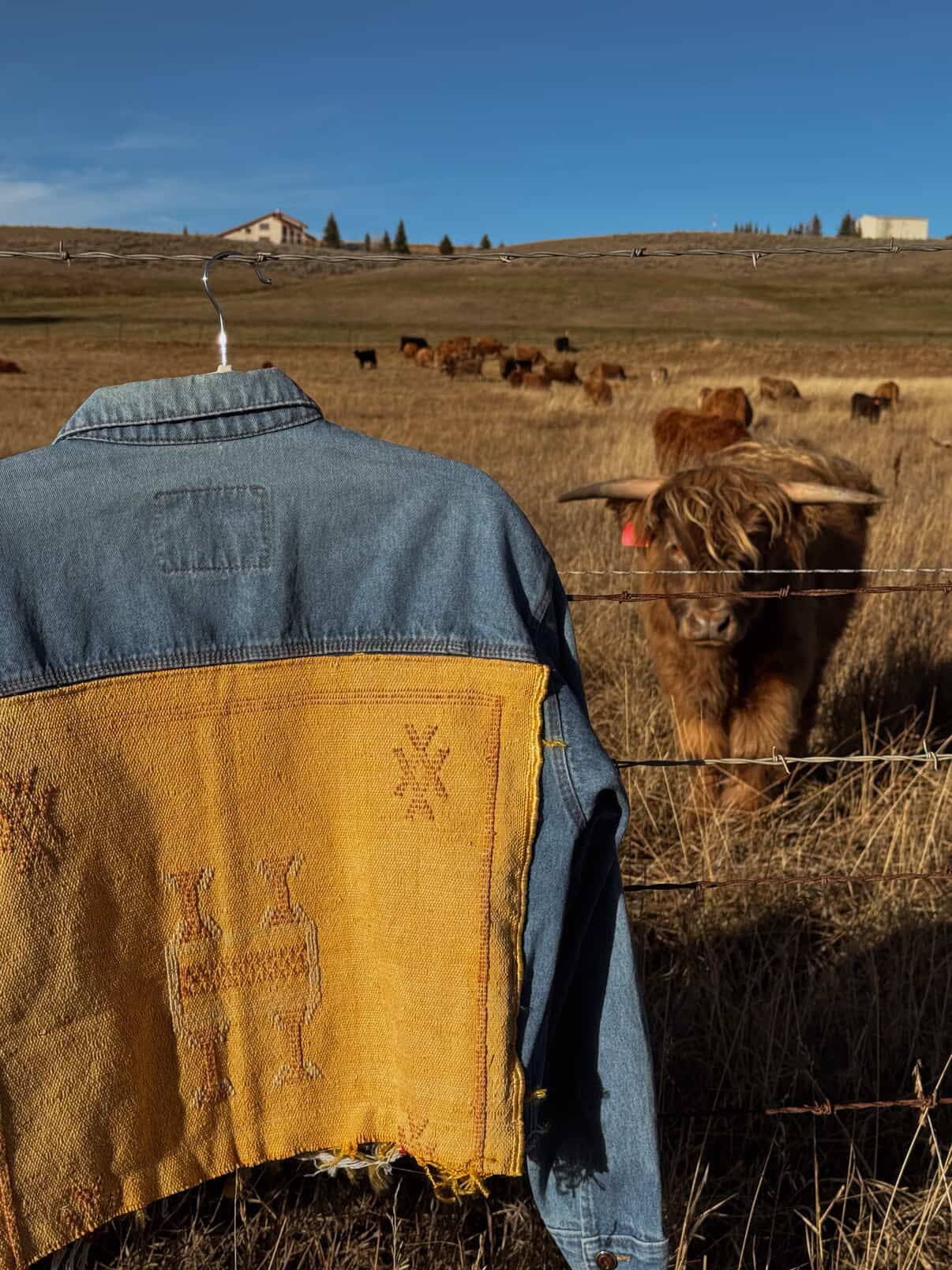 Upcycled Denim Jacket with Moroccan Textile