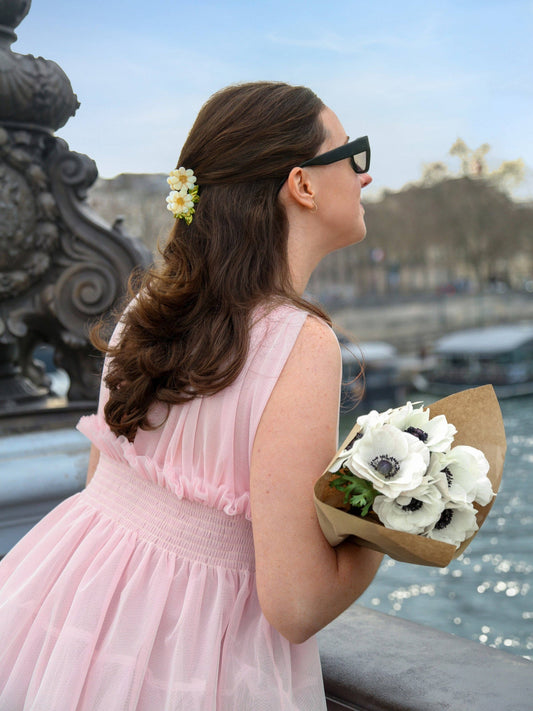 Hand-painted Vintage Daisy Stem Claw Hair Clip | Eco-Friendly