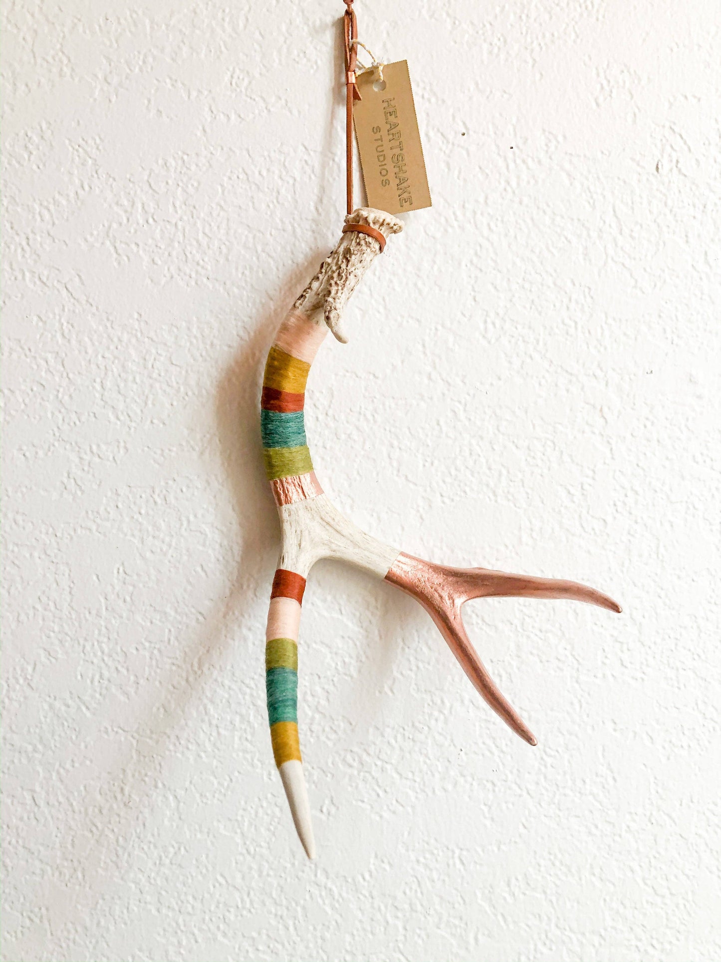 Medium Whitetail Wool Wrapped Deer Antler with Copper