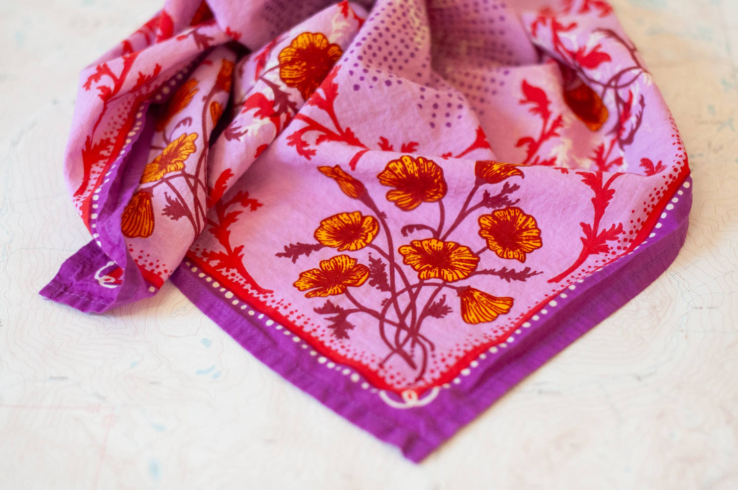California Poppy Fair Trade Cotton Bandana Pink