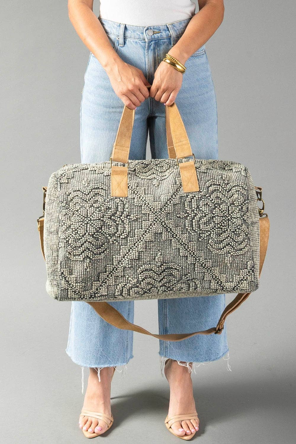 Sage Vintage Inspired Textured Duffel