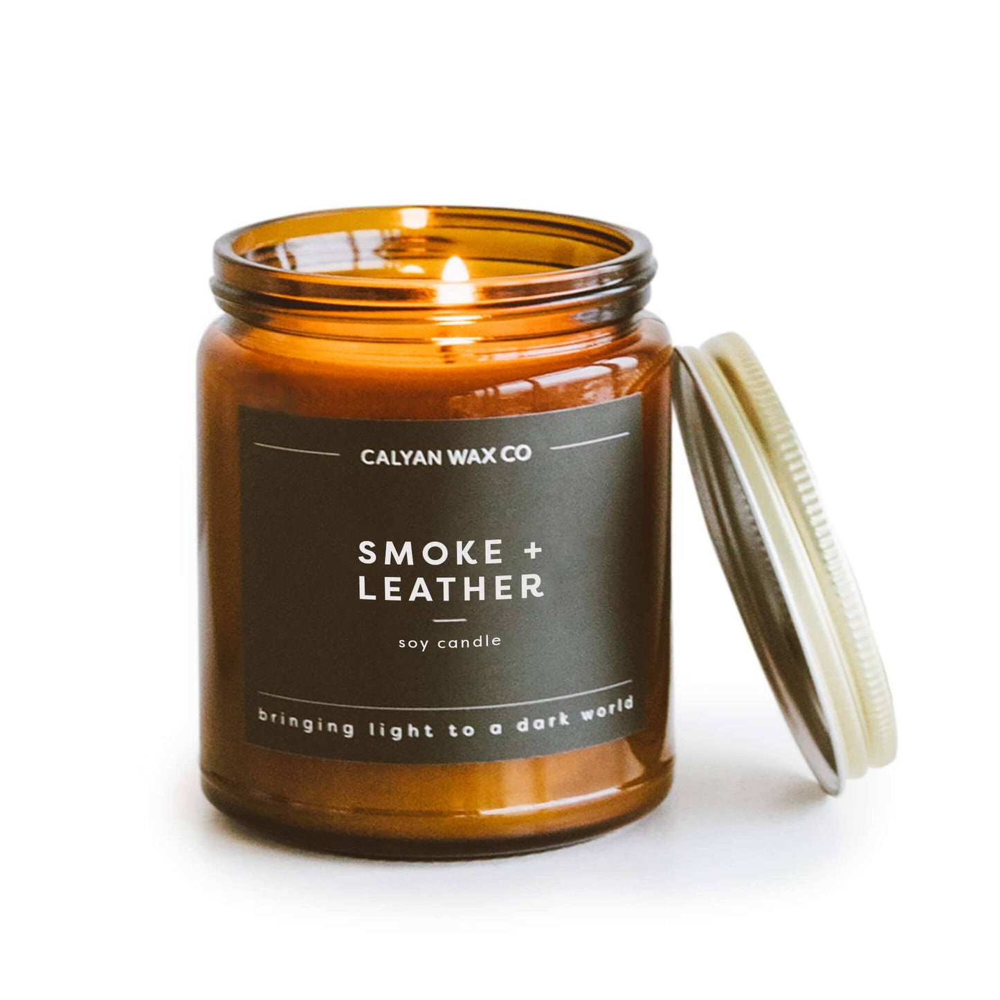 Smoke + Leather - Amber Jar Soy Candle