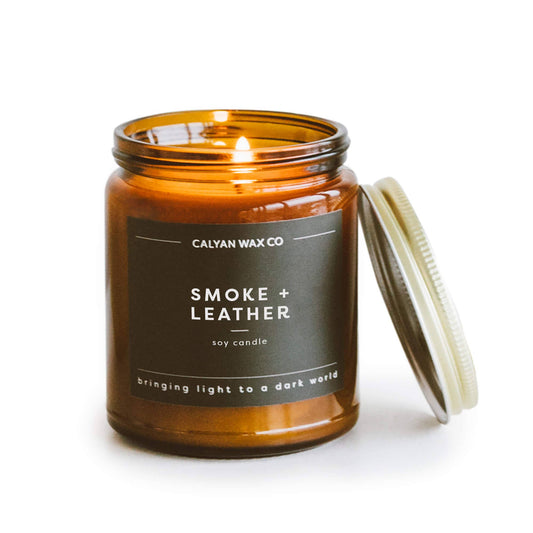 Smoke + Leather - Amber Jar Soy Candle