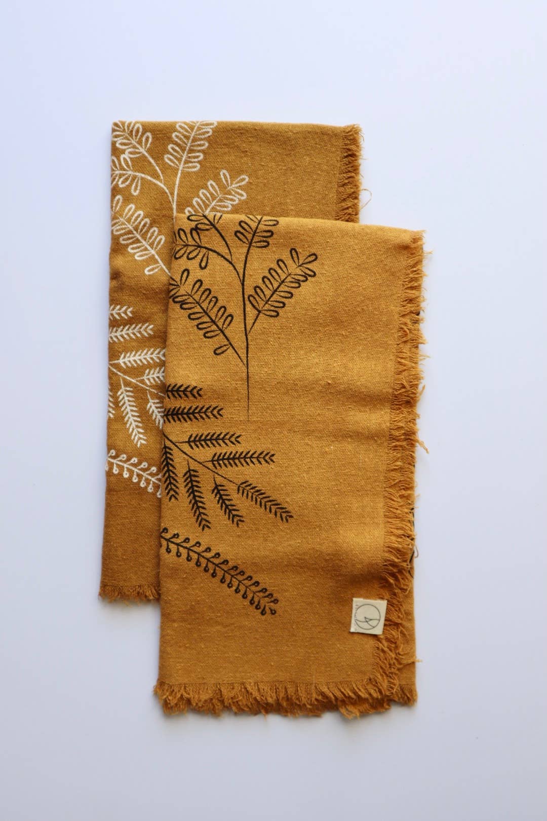 Desert Gold Botanical Print Naturally Dyed Bandana (black)