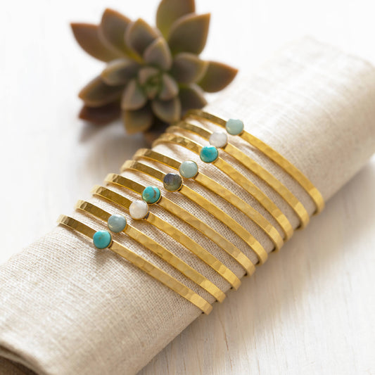 6mm Turquoise Hammered Cuff Bracelet