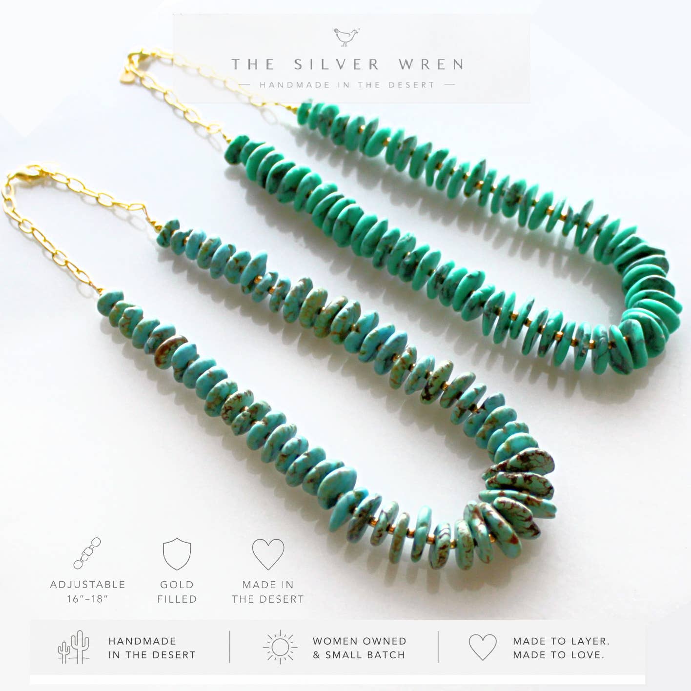 Canyon Water Turquoise Necklace, Handmade, Women-owned