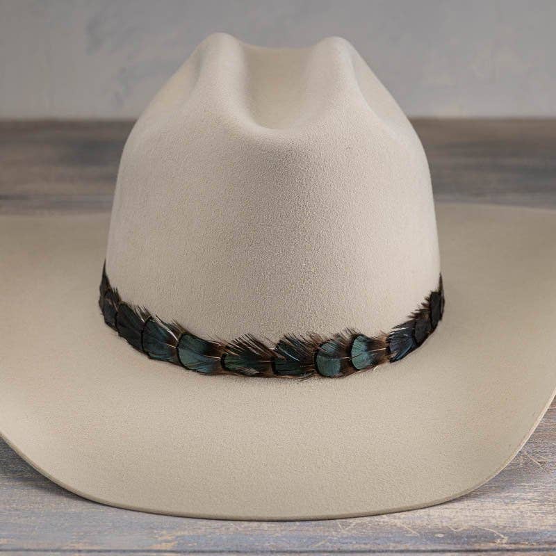 Iridescent Green Feather Hat Band