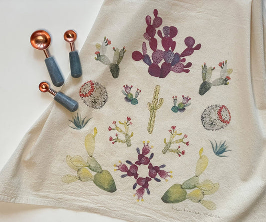 Purple Cactus Tea Towel