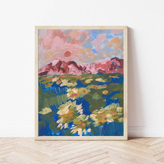 Wildflower Mountain Landscape Print