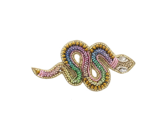 Colorful Embroidered Sequin Snake Brooch, or hat pin, each