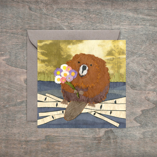 Beaver and Asters - Kris Batchelder Greeting Card