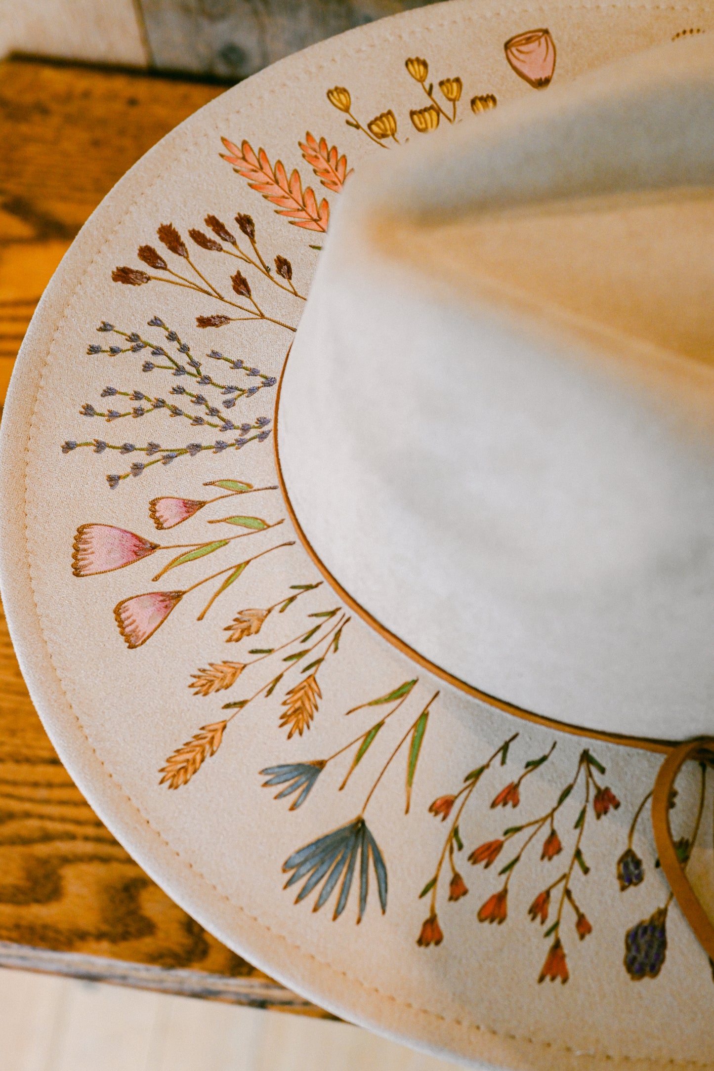 The Emmaline - Hand-Burned and Hand-Painted Wildflower Hat
