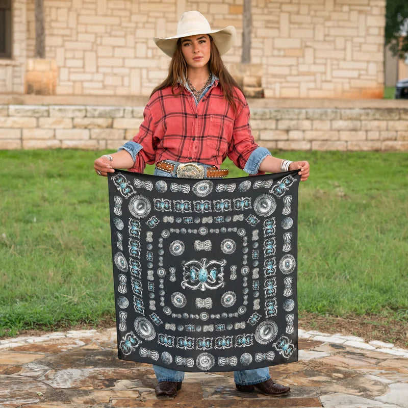 Turqs and Conchos 100% Silk Scarf