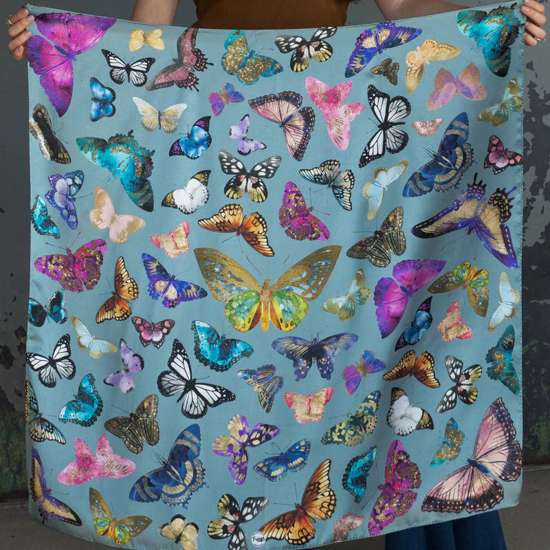 Butterflies 100% Silk Wild Rag