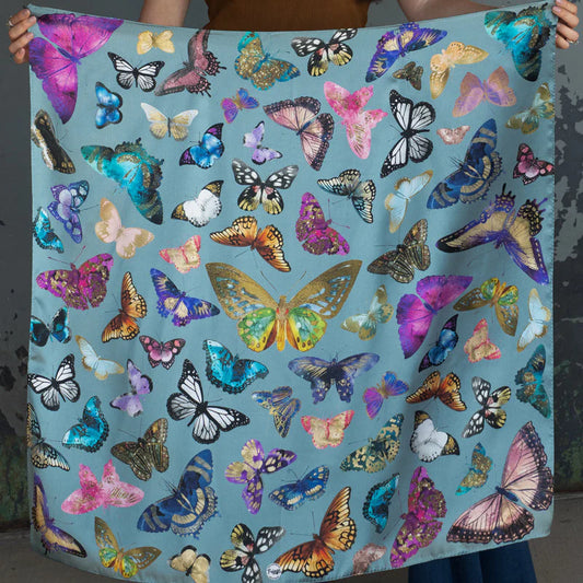 Butterflies 100% Silk Wild Rag