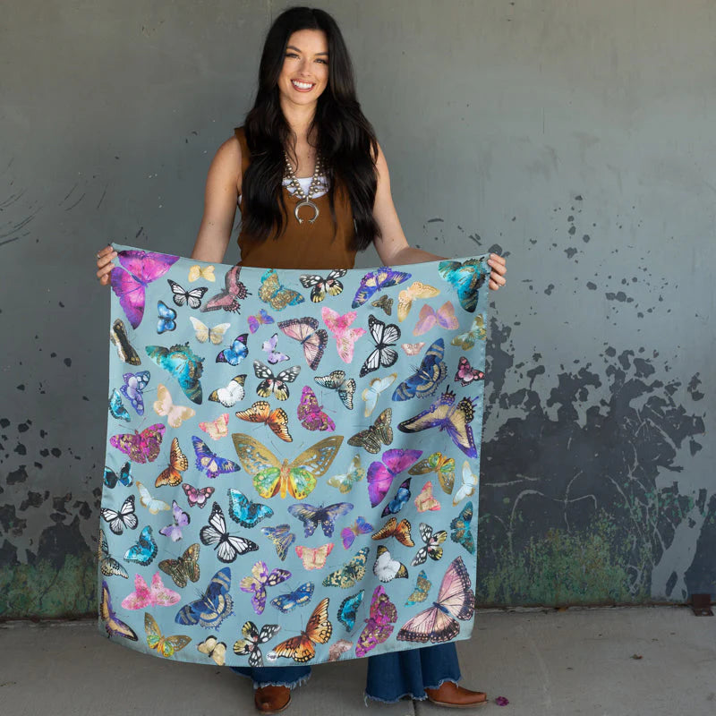 Butterflies 100% Silk Wild Rag