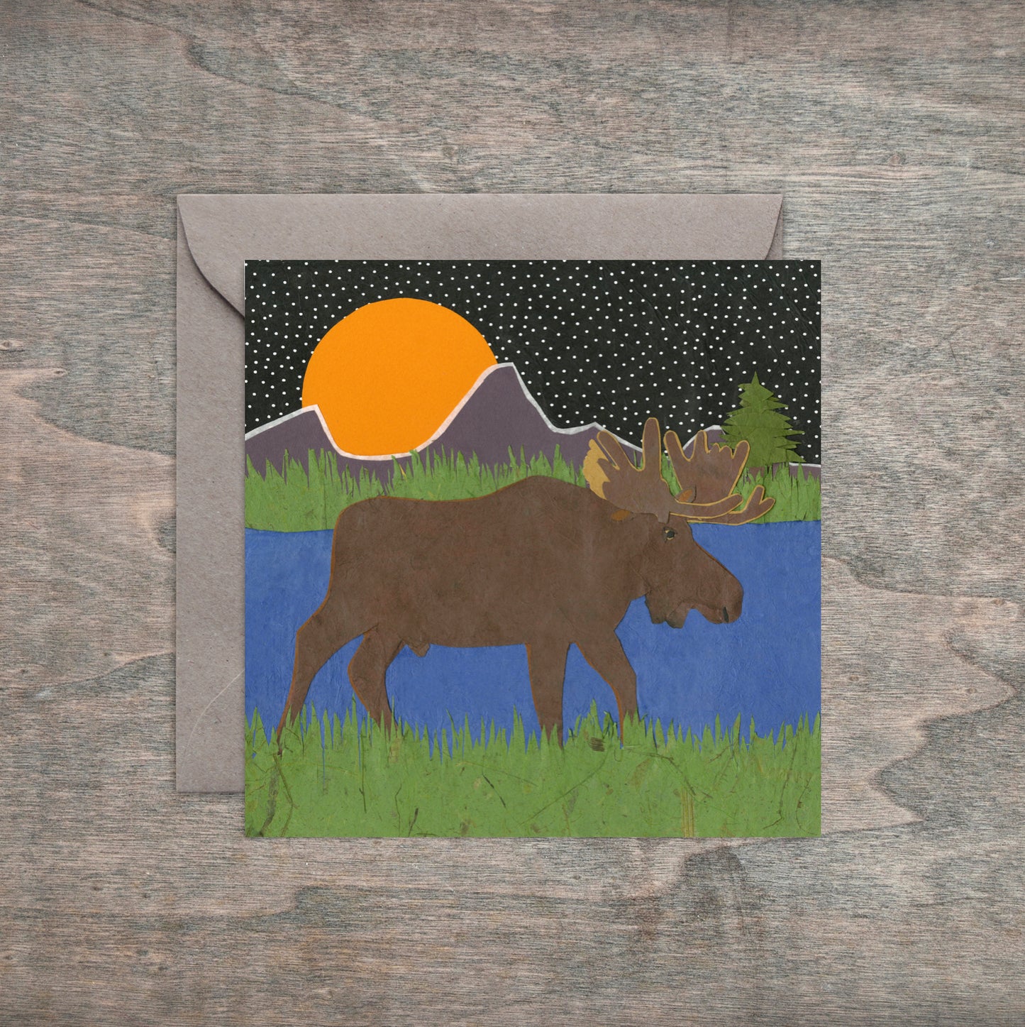 Full Moon Moose - Kris Batchelder Greeting Card
