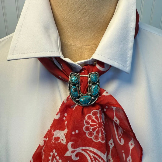 Turquoise Horseshoe Scarf Slide