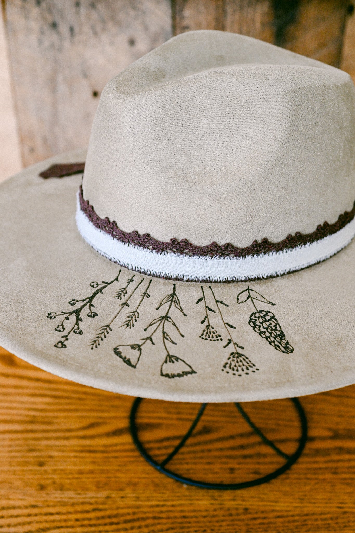 The Sam - Hand-Burned Wildflower Hat