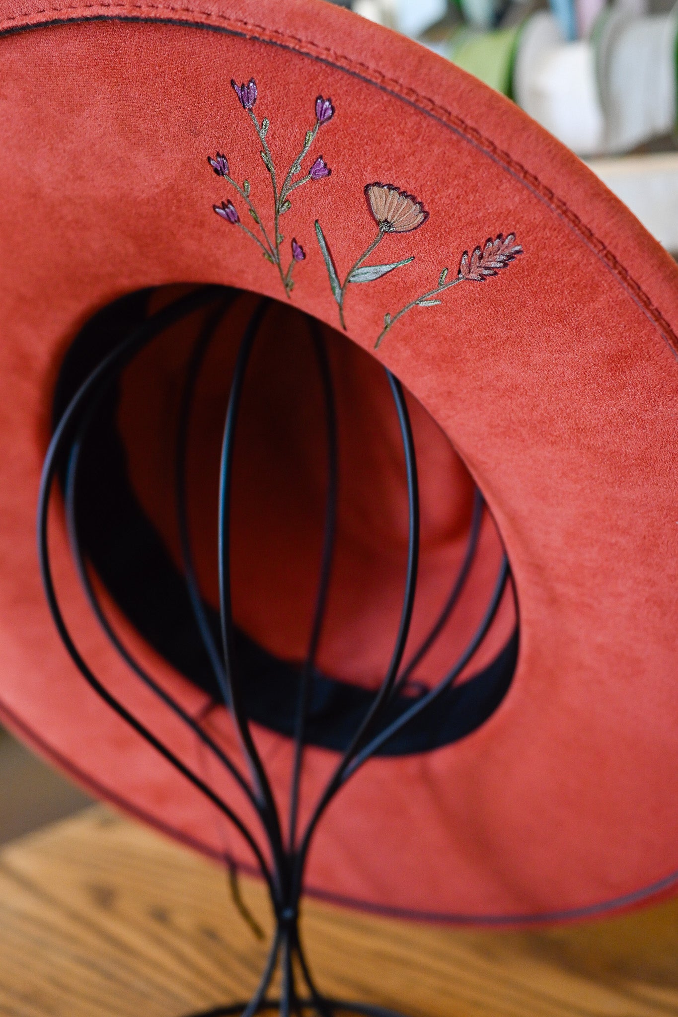 The Sienna - Hand-Burned and Hand-Painted Wildflower Hat