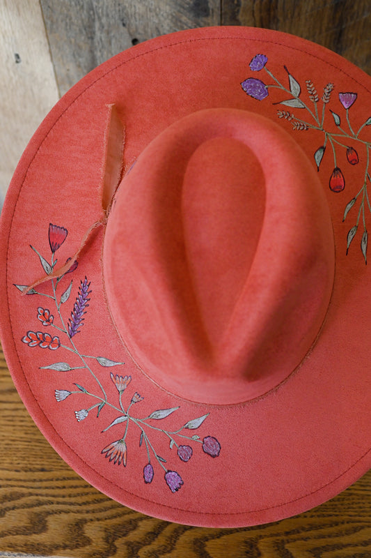 The Sienna - Hand-Burned and Hand-Painted Wildflower Hat