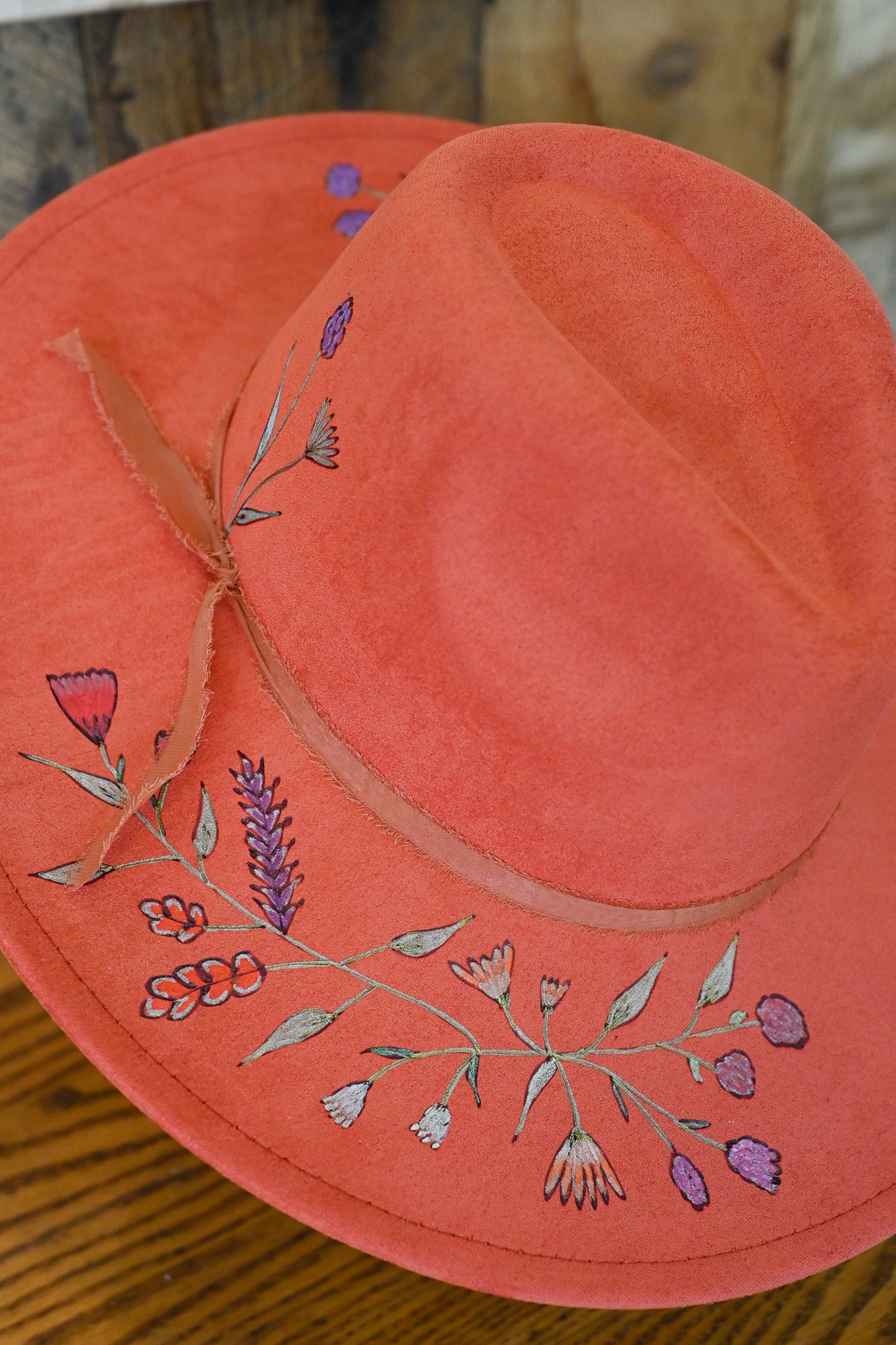 The Sienna - Hand-Burned and Hand-Painted Wildflower Hat