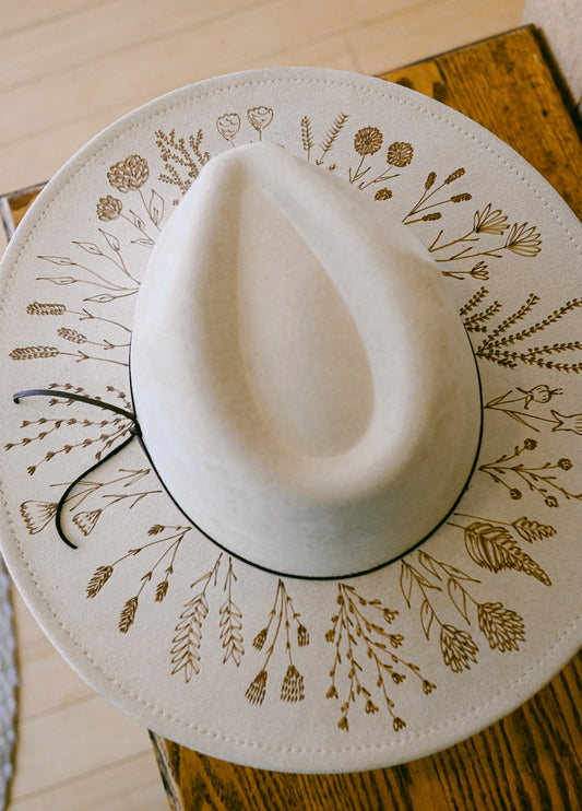 The Willow - Hand-Burned Wildflower Hat