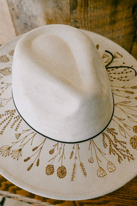The Willow - Hand-Burned Wildflower Hat