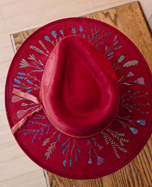 The Isabelle - Hand-Burned and Hand-Painted Custom Hat